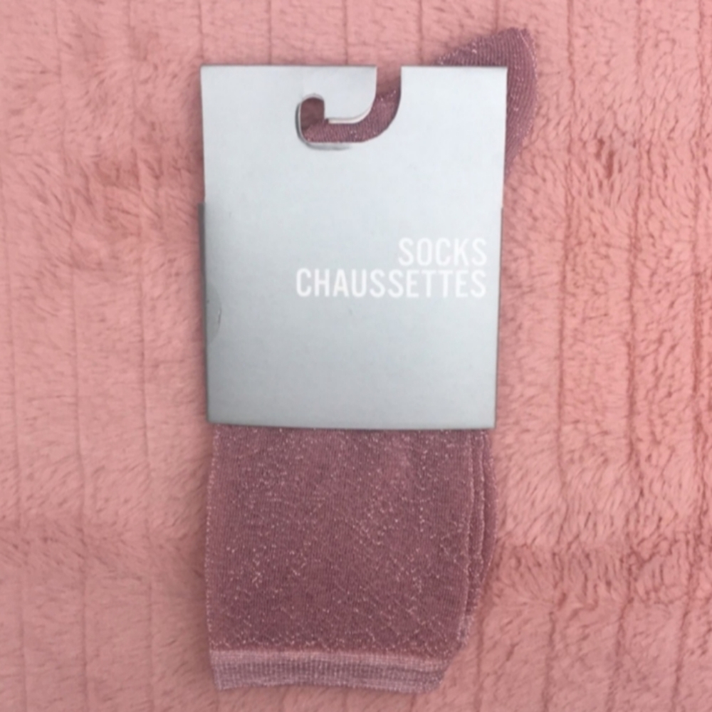 LAST CHANCE - Knit Lurex Dress Socks - Lotus (Dusty Rose Pink)